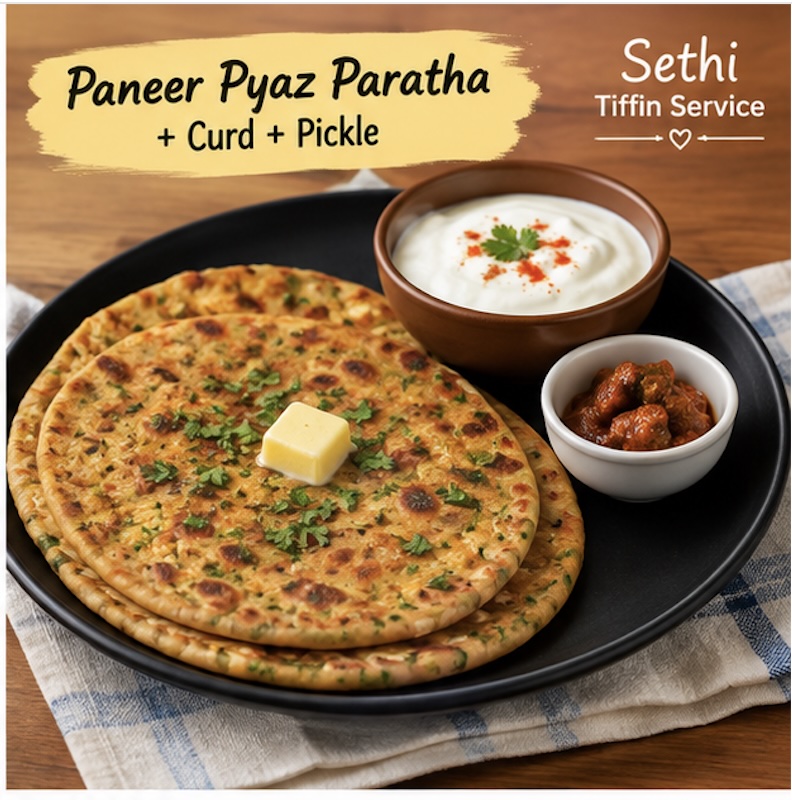 Paneer  pyaaz Paratha Meal