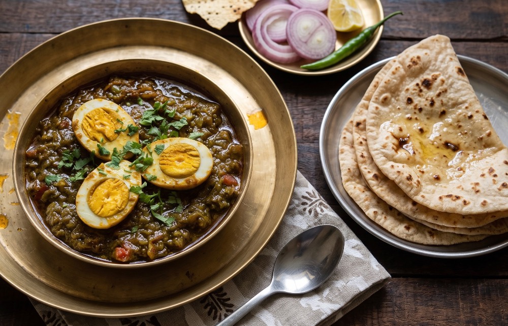 Sindhi egg curry with roti