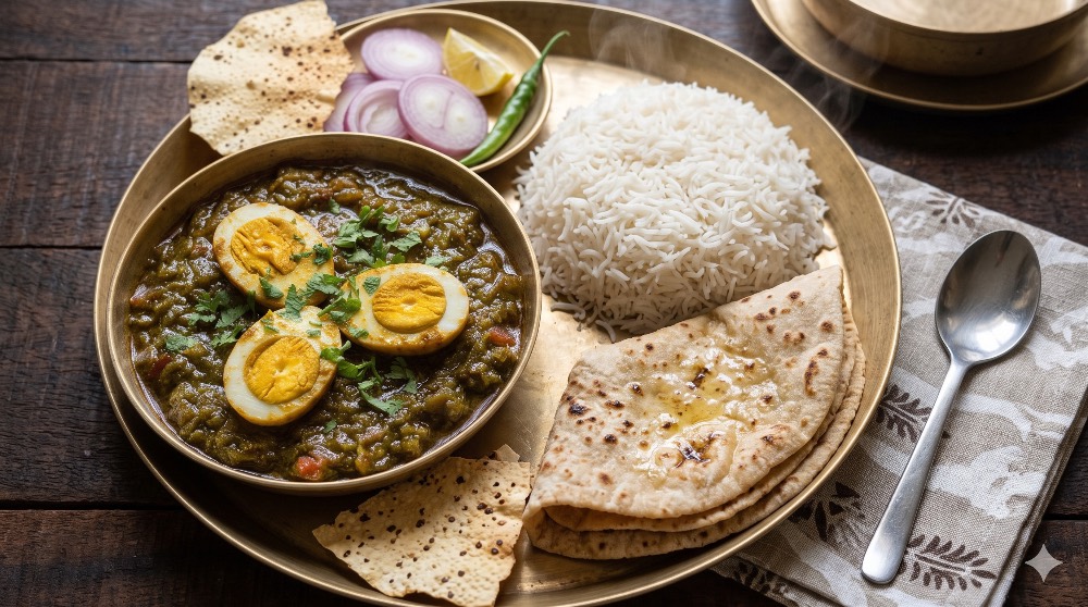 Sindhi egg curry thali combo