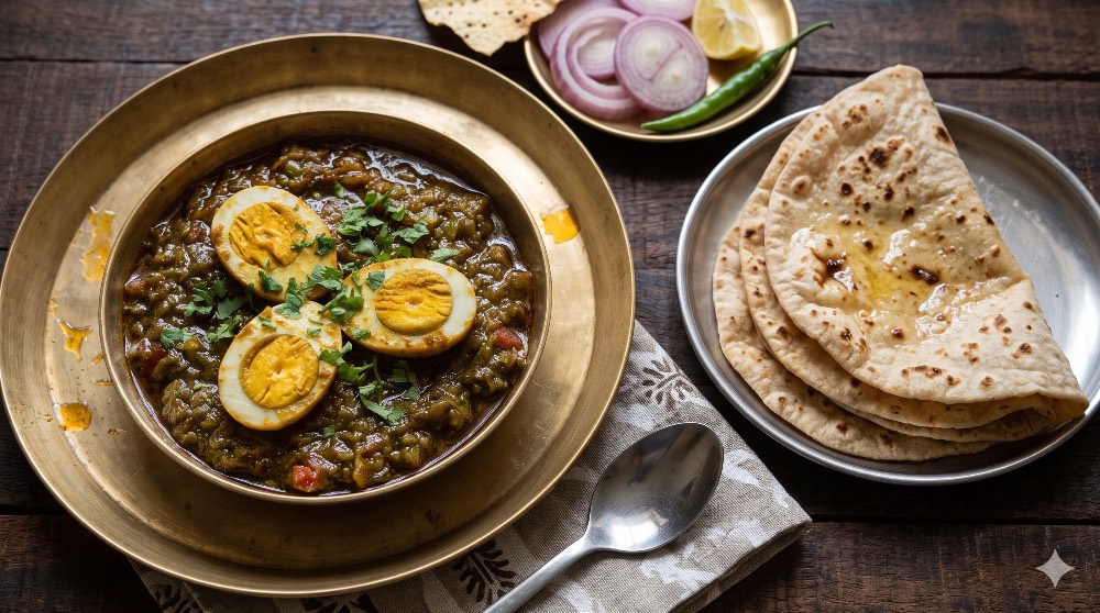 Sindhi egg curry with roti (6)