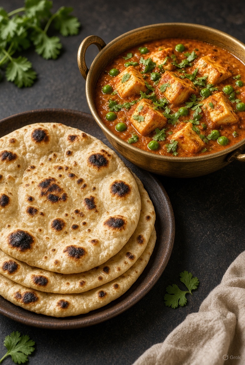 2* Tandoori roti with matar paneer