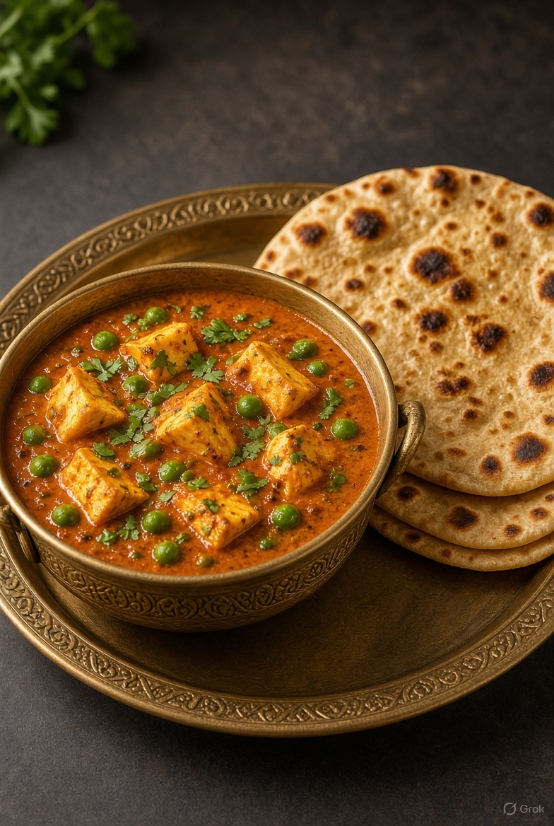 2 Tawa roti with matar paneer