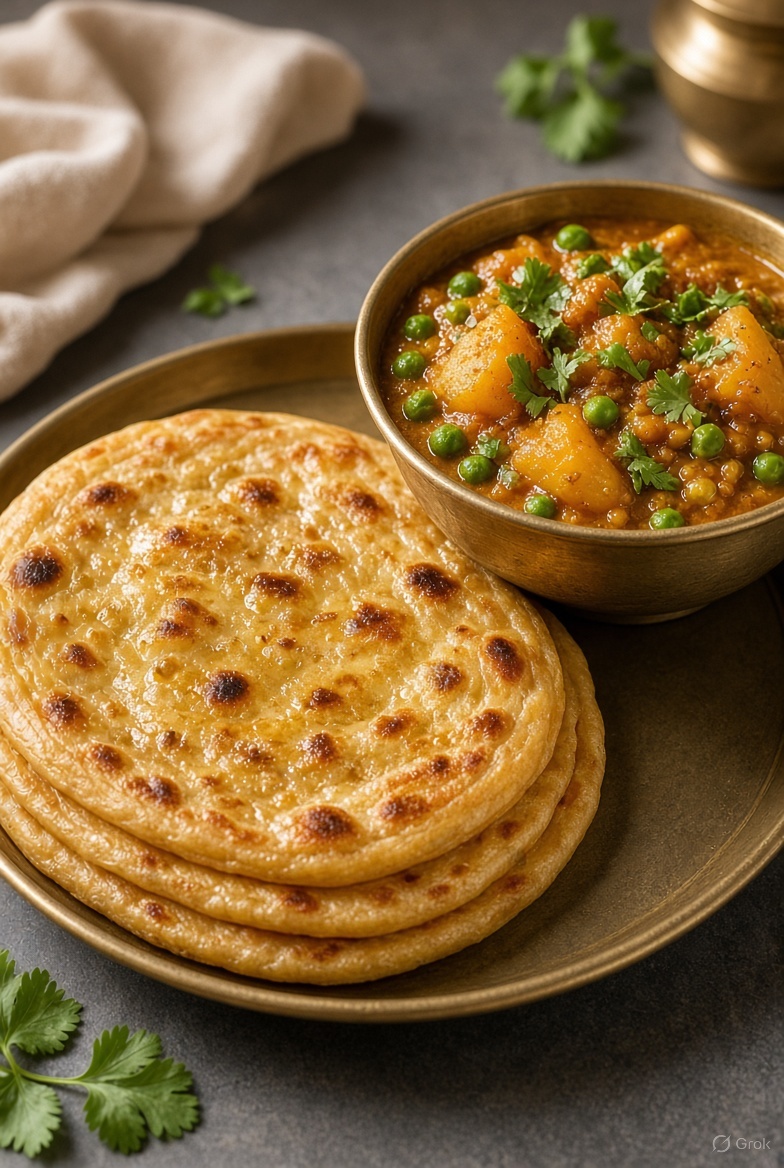 2*Plain paratha with aloo matar