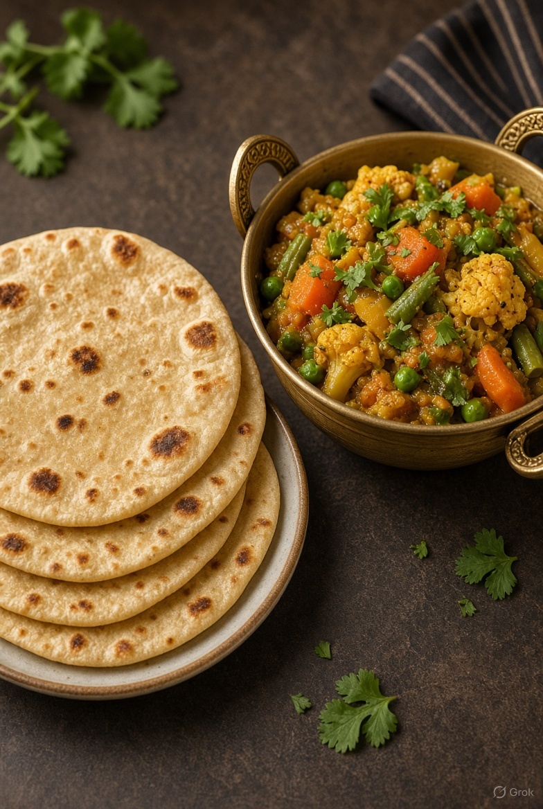 Pocket meal of roti sabji