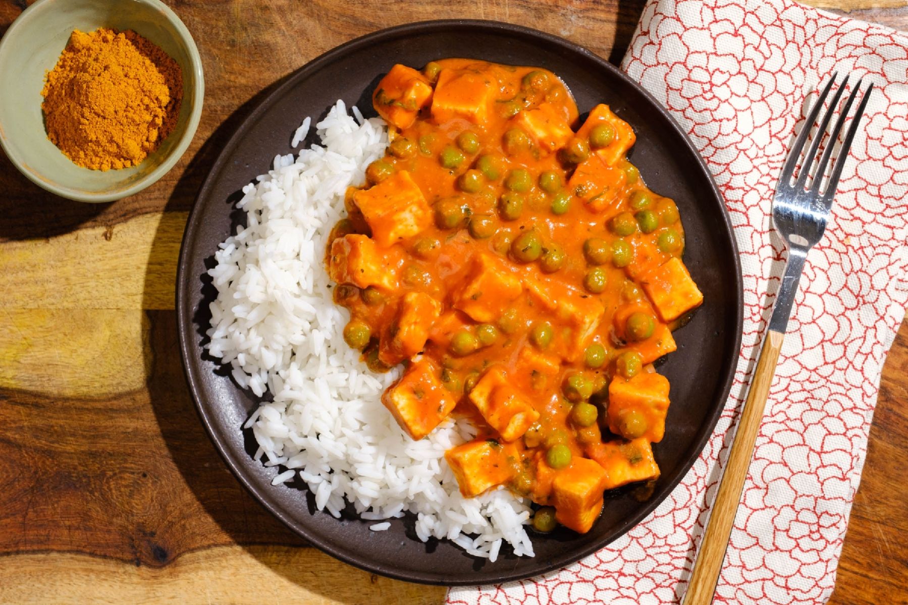 Matter paneer rice bowl