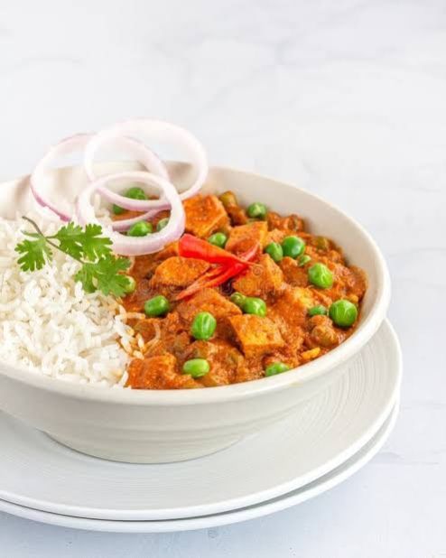 Matar Paneer Rice Meal