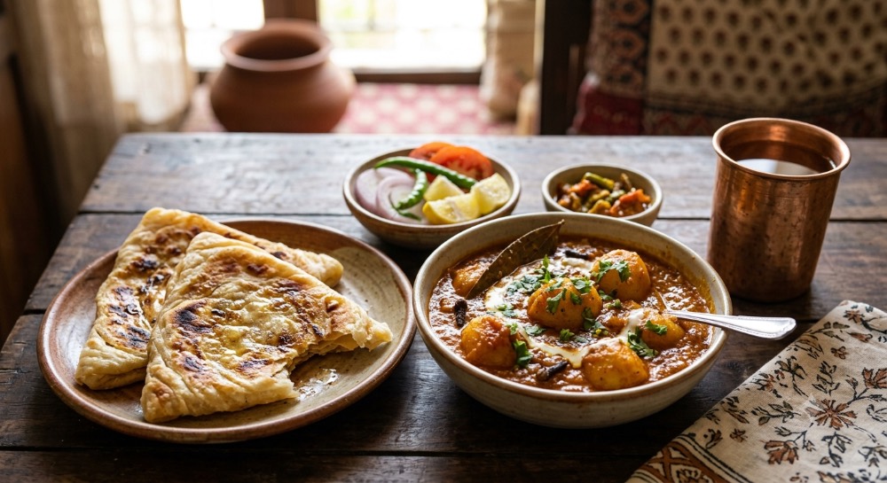Dum aloo paratha conbo