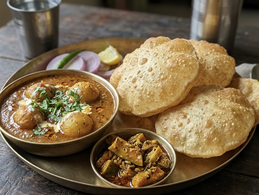 Dum aloo puri combo