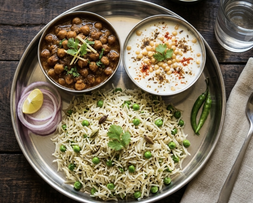 Matar pulao chole combo