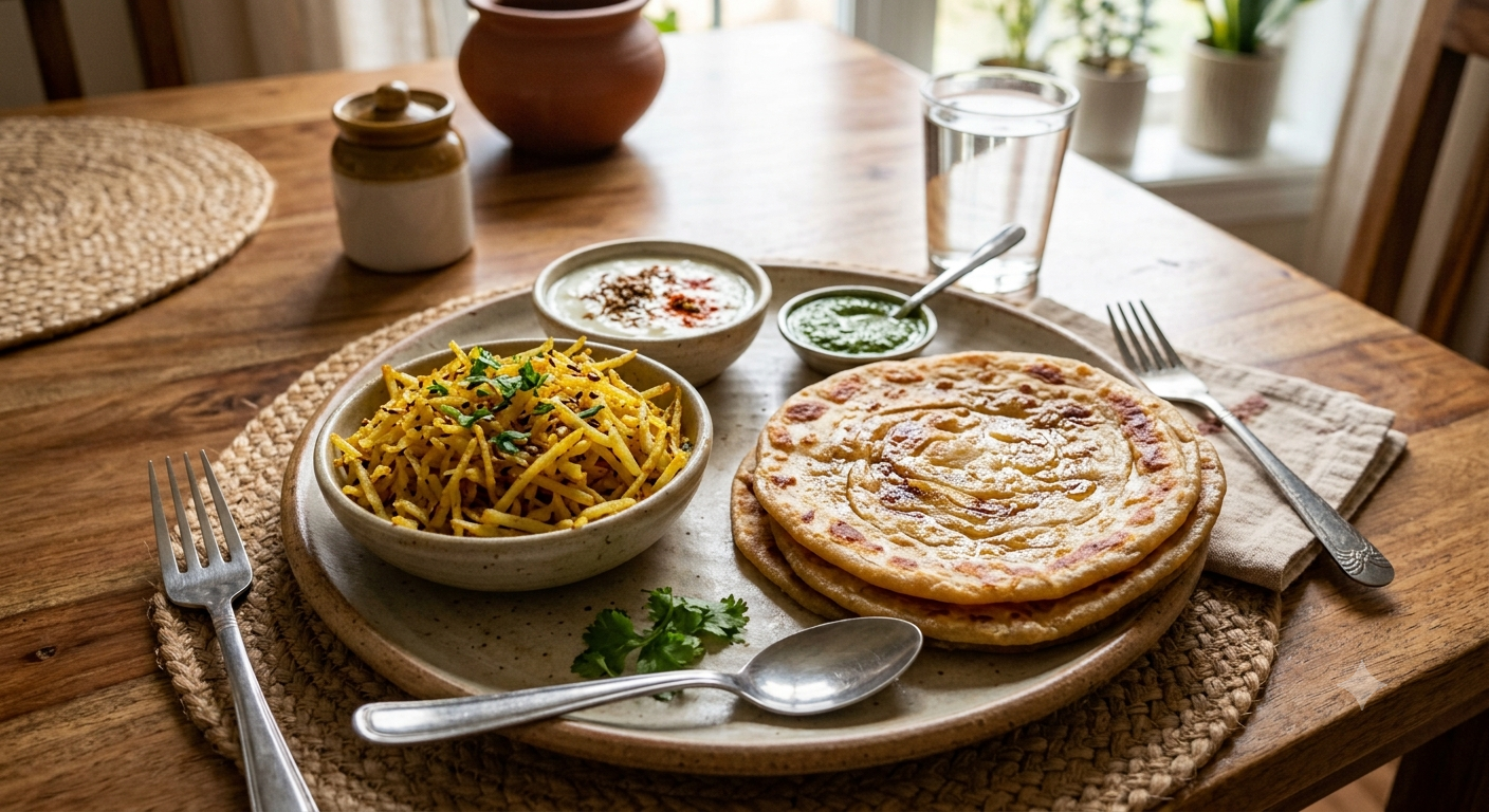 Aloo Bhujia with 2 Plain Paratha