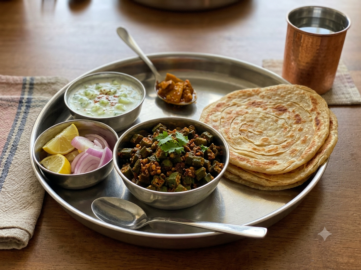 Bhindi Fry with 2 Plain Paratha