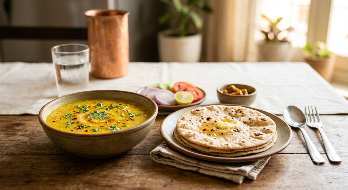 Yellow Dal with 4 Chapati