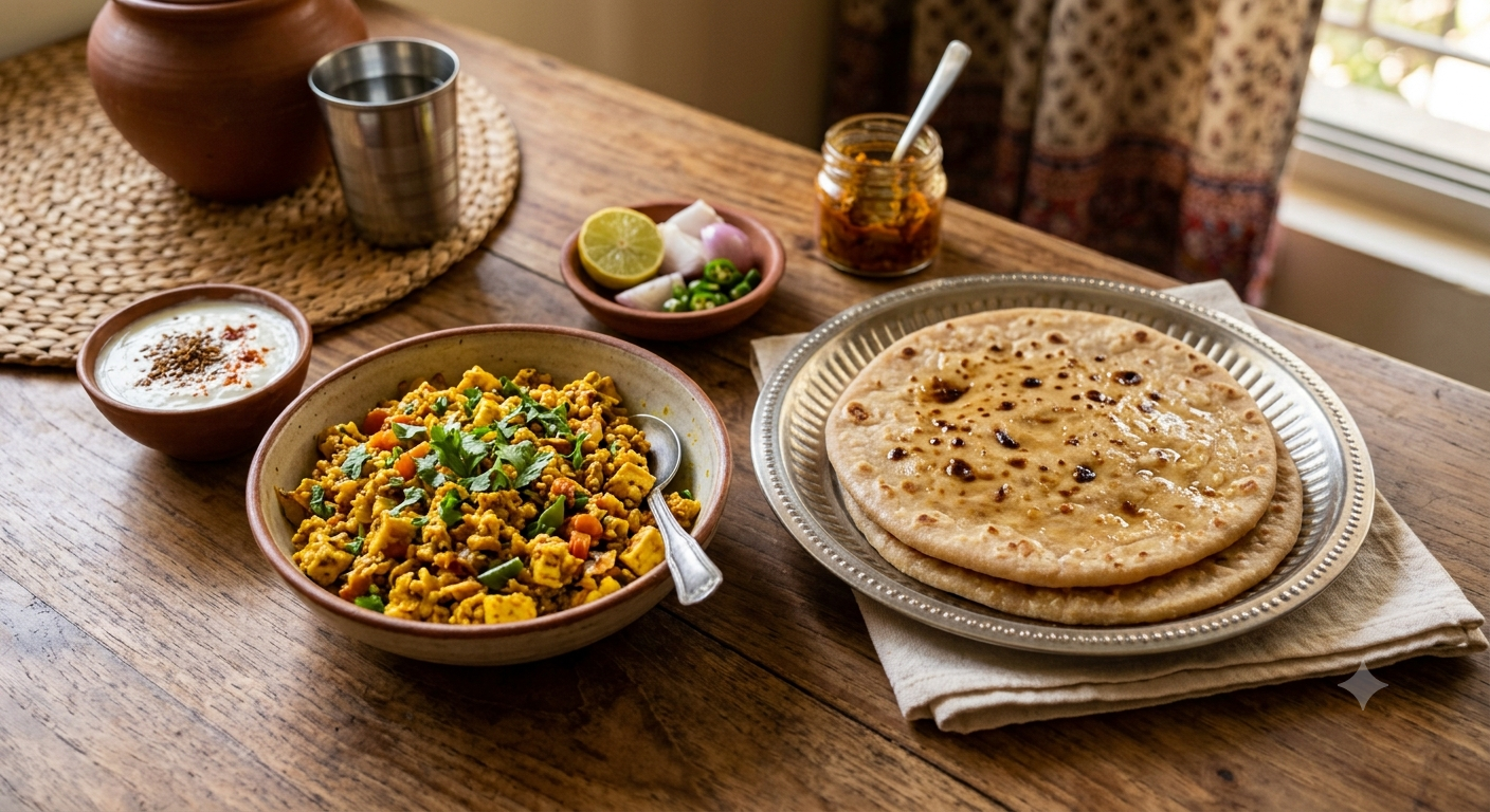 Paneer Bhurji with 2 Plain Paratha